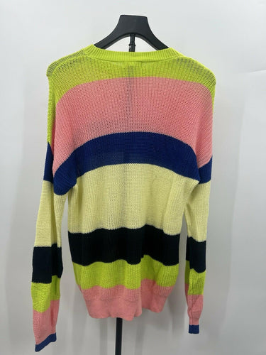 Abound Sweater Womens  Colorblock Striped Neon NWT Size S Abound