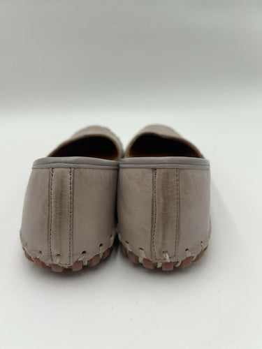 Patrizia Jacobella Grey Leather Whipstitch Loafer Flats Womens Size 7.5-8