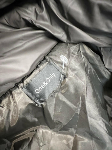 One&Only Womens Cropped Puffer Jacket Hooded Chocolate Size M