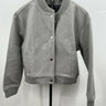CI SONO Womens Wool Blend Bomber Jacket Gray Snap Button Pockets Fall S CI SONO