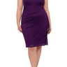 Xscape Ruched Beaded Cap Sleeve Cocktail Dress in Plum Size 22W Xscape