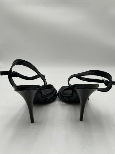 Burberry black embossed crocodile high heel strappy sandals Size 41