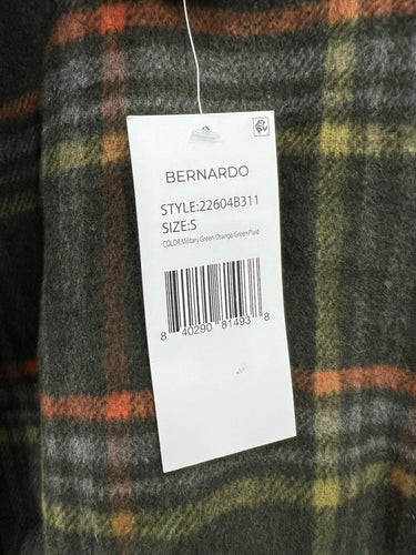 Bernardo Wool Trench Coat Womens Long Plaid Back Brown Size S NWT