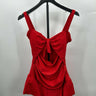 Nine West red Woman’s Red Swim suit Central Front Bow Tie Size L Nine West