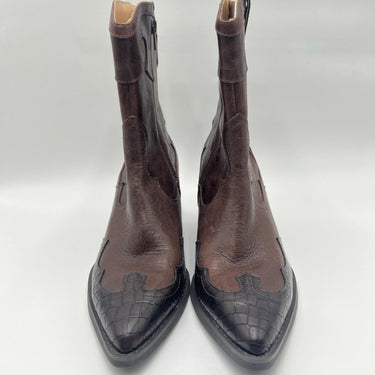 Women’s Crown Vintage Izzie western bootie Brown Leather Size 9M Crown Vintage