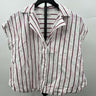 Madewell Blouse Womens White Burgundy Stripe Sleeveless Button Up Top S Madewell