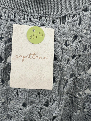 Capittana Pants Light Blue Crochet Knit Cotton Wide Leg Cover Up XS/S Caprittana