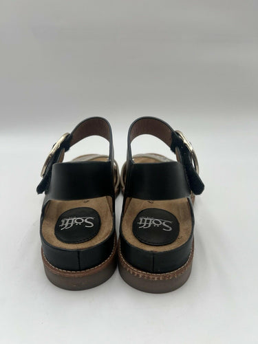 Sofft Black Snake Print Buckle Slingback Sandals Natural Leather Size 7.5