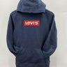 Levis Sherpa Hood Lined Pullover Hoodie Navy Box Logo Kangaroo NWT Boys Size L Levi's