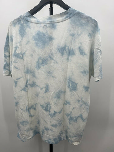 7 For All Mankind T-Shirt Blue White Tie Dye V-Neck Oversized Boxy NWT S