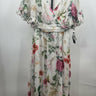 Betsy & Adam White Floral Maxi Dress Faux Wrap Flutter Sleeve Wedding NWT 4 Betsy & Adam