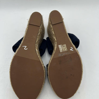Stuart Weitzman Loveknot Navy espadrille wedge slides Size 8 Stuart Weitzman