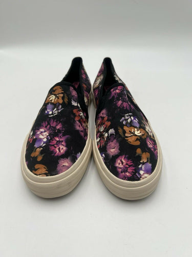 Keds Double Decker Black Floral Slip On Sneakers Size 9.5