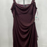 Alex Evenings Dress Wine Burgundy Draped Beaded Cold Shoulder Gown 16 Alex Evenings