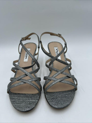 Women's Nina Neptune Silver Metallic Strappy Evening Dress Sandals Size 8 M Nina