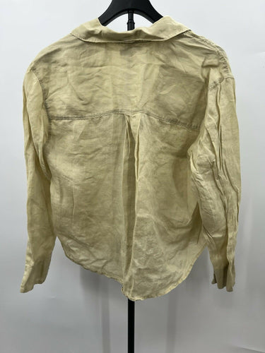 Madewell 100% Linen Shirt Pale Yellow Button Up Dual Pocket Boxy Oversized S Madewell