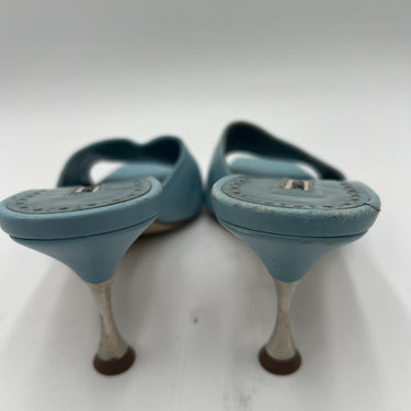Women’s Manolo Blahnik Picoux 70 slide sandals Light Blue Leather Size 36 Manolo Blahnik