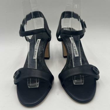 Women’s Manolo Blahnik Mulia Button Leather Sandals Black Size 36 Manolo Blahnik
