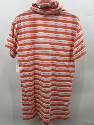 ABOUND Hooded T-Shirt Dress S Coral Pink Mia Stripe Short Sleeve NWT - Size S