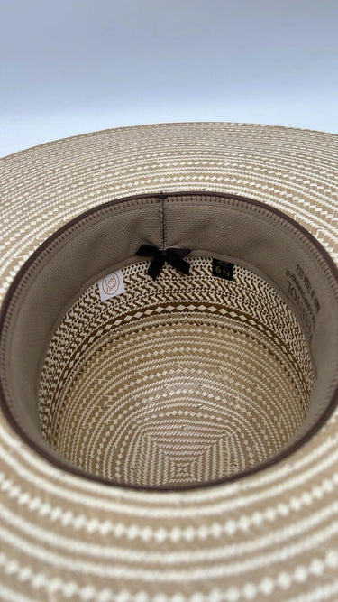 Resistol Two Tone Straw Cowboy Hat Open Crown Wide Flat Brim Long Oval  6 3/4 Resistol