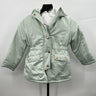 Tahari Girl light green puffer jacket rose good buttons hooded size 6 Tahari