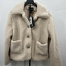 Mark Edwards Studio Jacket Womens Cream Faux Fur Teddy Sherpa Button Warm XL Cream