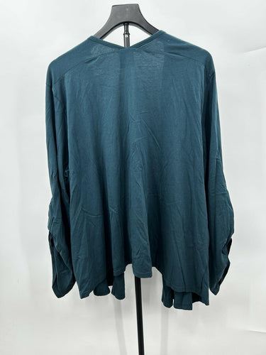 Teal Bury Bobeau Woman’s open-front cardigan Tie Cuffs Details Size Curvy 2XL