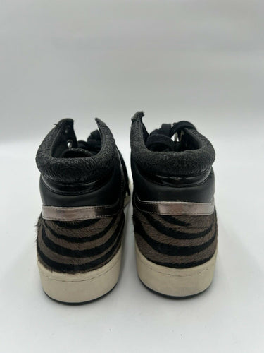 Limited BSA Black Zebra Calf Hair High Top Stud Sneakers Size 8