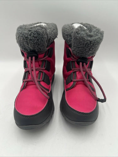 NWOB Sorel Unisex-Child Youth Whitney Carnival Snow Boot Pink-Gray Size 5