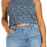 BP. Print Smocked Crop Tank, Black- Blue Maisey Ditsy SIZE 1X BP.
