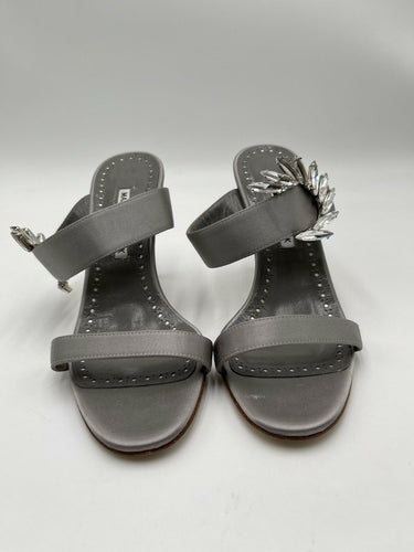 Manolo Blahnik Chivela crystal-embellished satin 90mm sandals Size 38 Manolo Blahnik