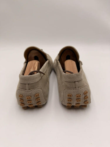 Men’s Gucci beige suede Silver Horsebit driving shoes Size 8UK