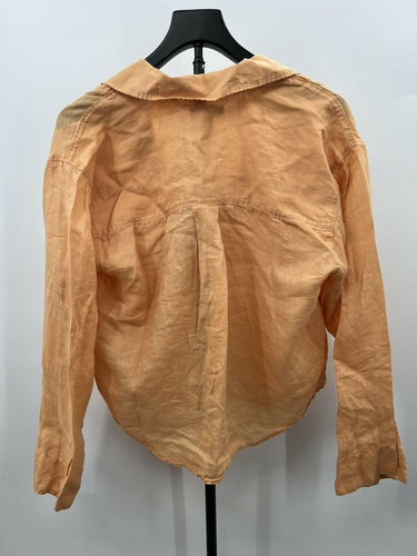 Madewell 100% Linen Shirt Orange Peach Button Up Dual Pocket Boxy S Madewell