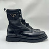 Prada Monolith brushed leather and Re-Nylon combat boots in black Size 9UK PRADA