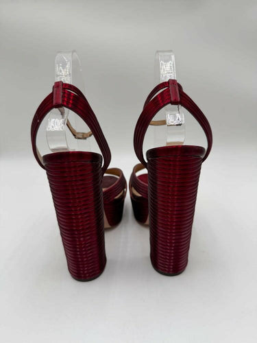 Women’s AQUAZZURA Sundance 140 metallic leather platform sandals Red Size 39.5