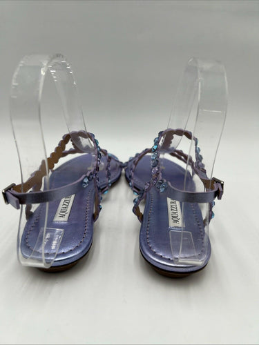 Aquazzura Tequila flat sandal in metallic lavender leather Size 35.5 Aquazzura
