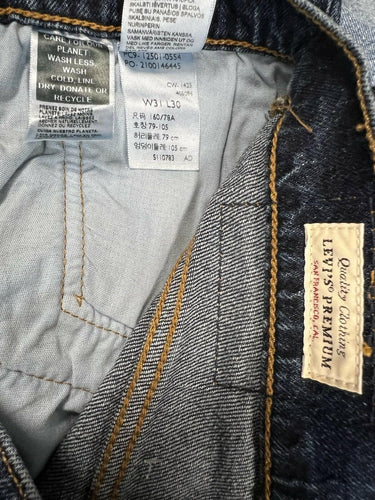 Levi's 501 Original Jeans Dark Wash Straight Leg Button Fly  - Size 31x30