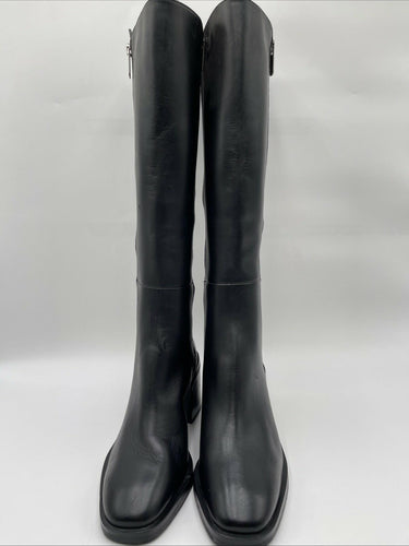 3.1 Phillip Lim ALEXA Black Leather Square Toe Side Zip Knee High Boots, Size 36