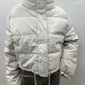 NWD Women’s Love Tree Full Zip Snap Faux Leather Puffer White Jacket Size M Love Tree