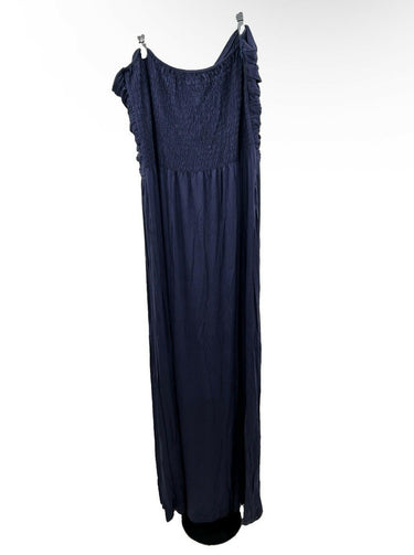 Kari Lyn Woman’s navy ruched maxi dress Bodice And Flowing Plus Plus Size 4X