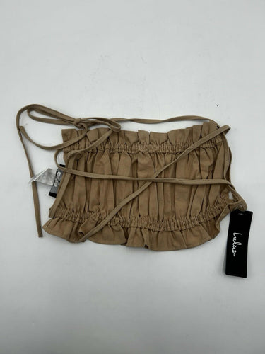 Lulus Woman’s beige ruched ruffled strappy cropped top Size S