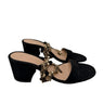 Gianvito Rossi black suede Gold Chain block-heel sandals Size 36 GIANVITO ROSSI