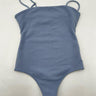 Show Me Your Mumu Blue bodysuit ribbed material, adjustable spaghetti straps S Mumu
