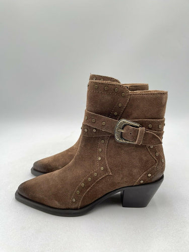 Crown Vintage Kilon Western Brown Leather Bootie Women's Size 6M/36.5