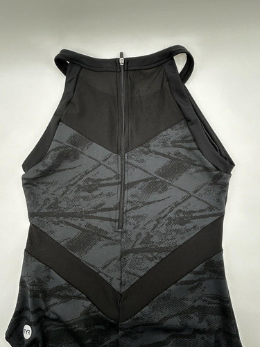 TYR Woman’s grey/black one-piece halter swimsuit Size L TYR