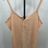 Vero Moda Tank Top Striped Ribbed Henley Lettuce Hem Coral Sands White NWT - XL VERO MODA