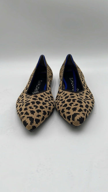 Women’s Rothy's The Point ballet flats in leopard print knit pattern Size 9.5 ROTHY'S