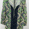 Crown & Ivy Blouse Womens Green Navy Geometric Lace Boho Peasant Top XL Crown & Ivy