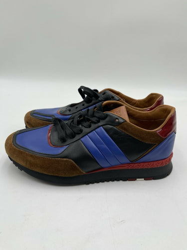 Men’s Bally Ascar leather runner sneakers blue, black, and brown Size 6.5 US