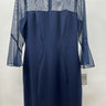 Alex Evenings Navy Blue Beaded Illusion Neckline Bell Sleeve Sheath Dress 12 Alex Evenings